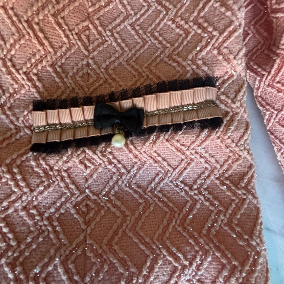 Chic Pink Tweed Collarless Jacket - Picture 4 of 4